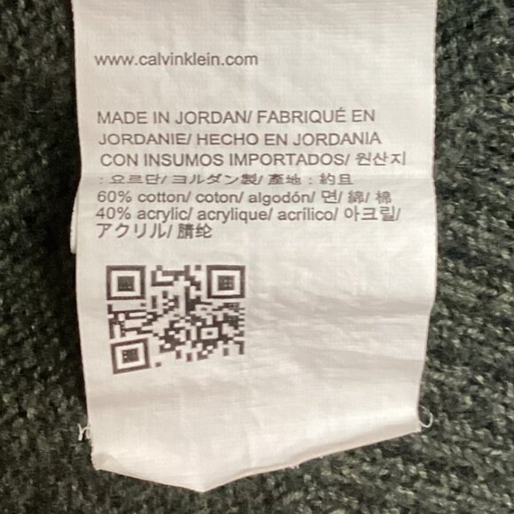 Calvin Klein Jeans Green 1/4 Zip Sweater Men's Size Large Cotton Blend - Picture 4 of 7